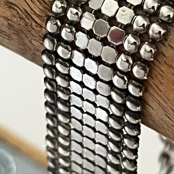 Mesh Chain Metal Bracelet Silver Tone - Picture 2 of 5